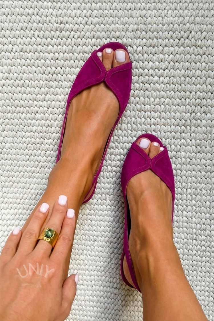 Ballerine slingback fucsia in camoscio, punta aperta, chic