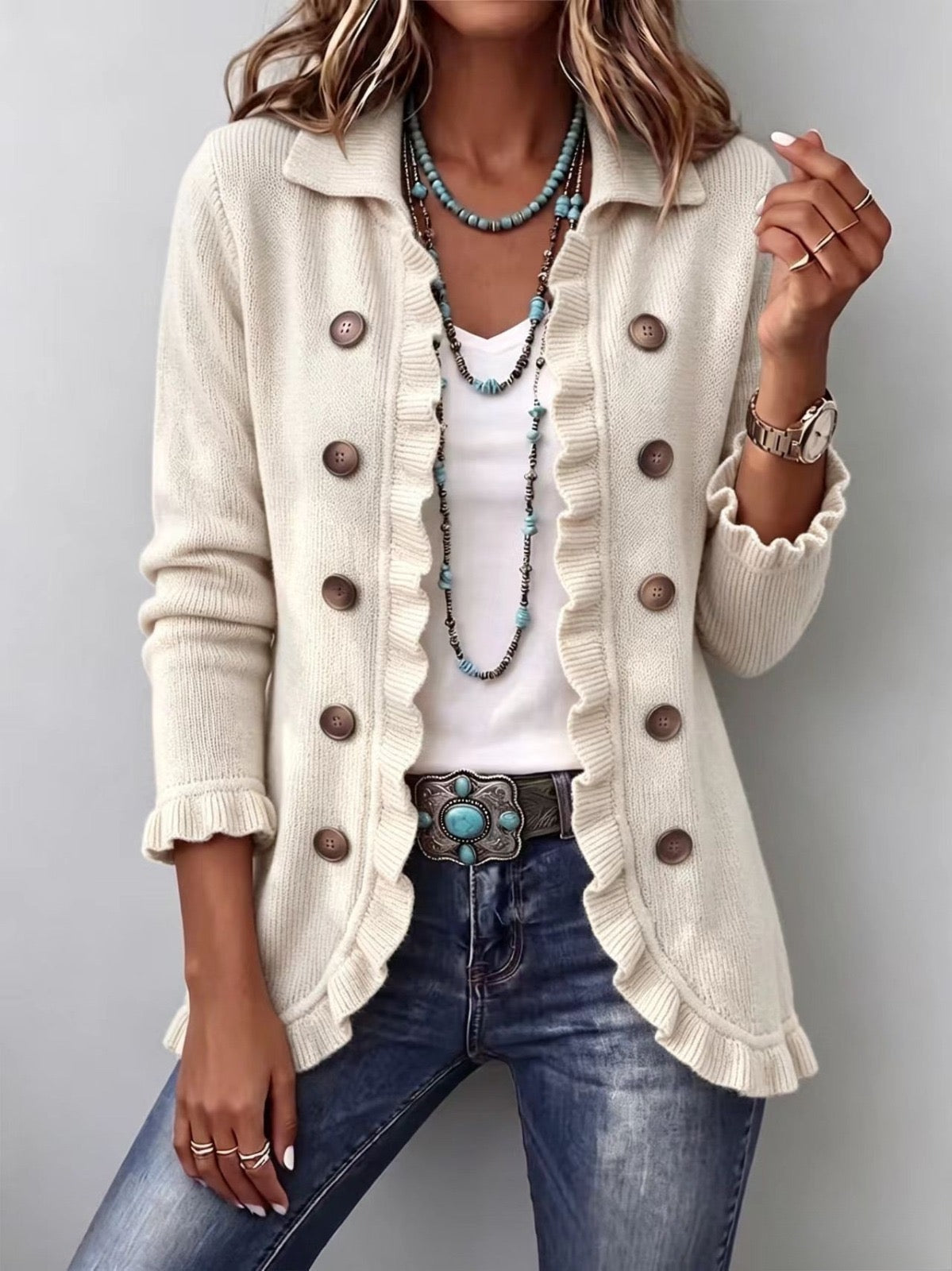Sofía | Chaqueta Punto Acanalado Marfil
