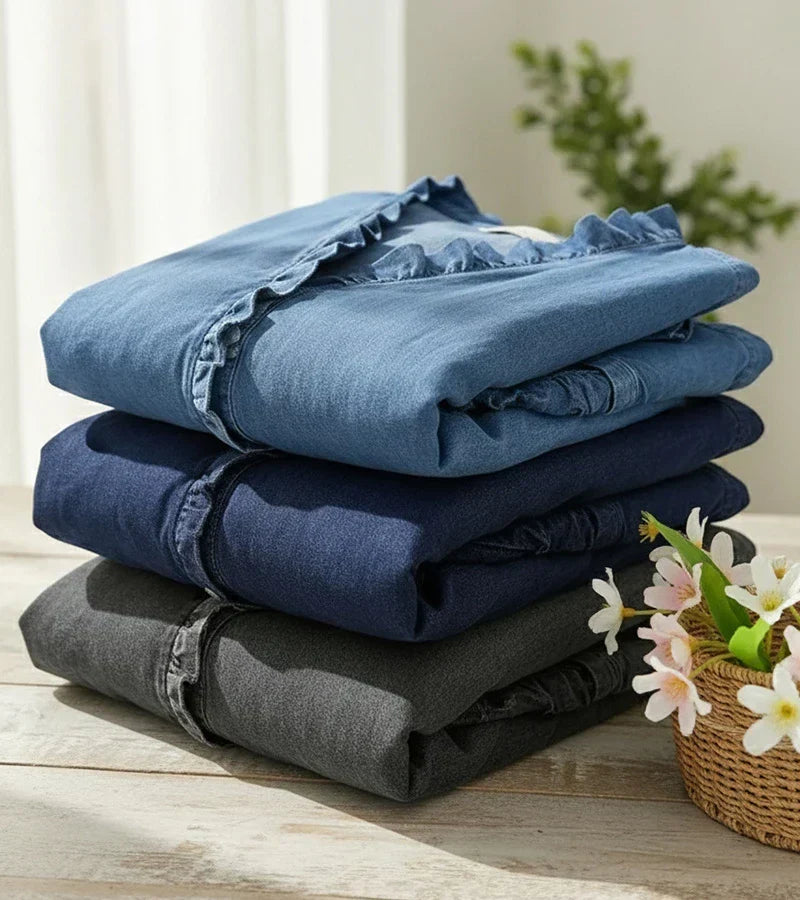 Clemencia — Blusa fluida con scollo a V e volant