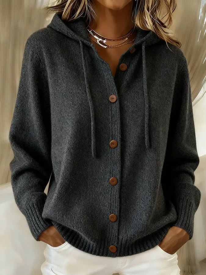 Carla | Cardigan con cappuccio e bottoni