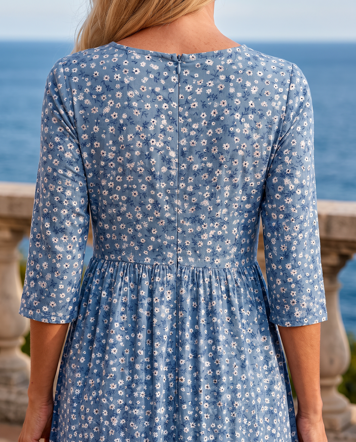 Marina - Abito midi floreale blu