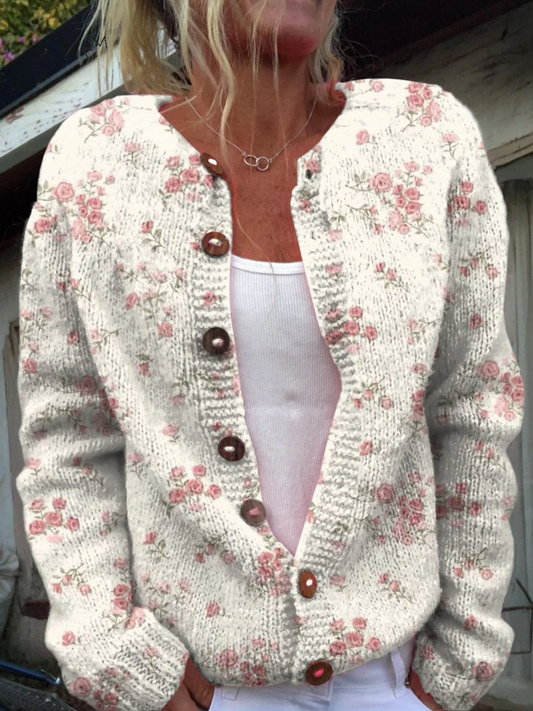 Romilda | Cardigan in maglia a fiori vintage