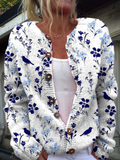Loretta | Cardigan Vintage con Bottoni e Fantasia Floreale