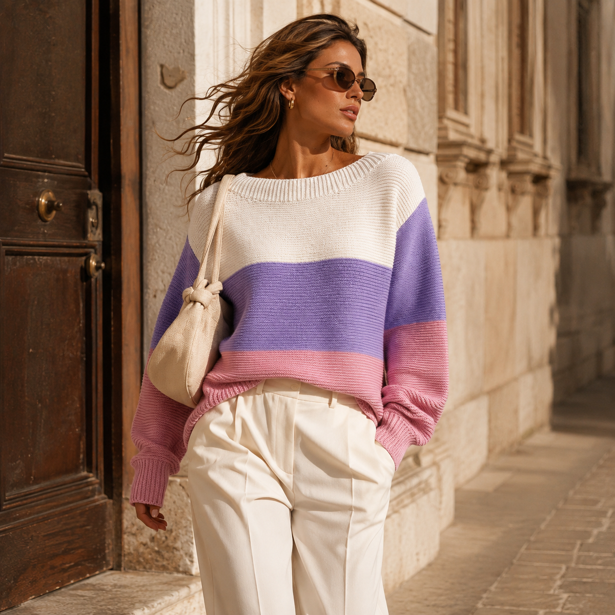 Serena - Jersey oversize de punto a rayas
