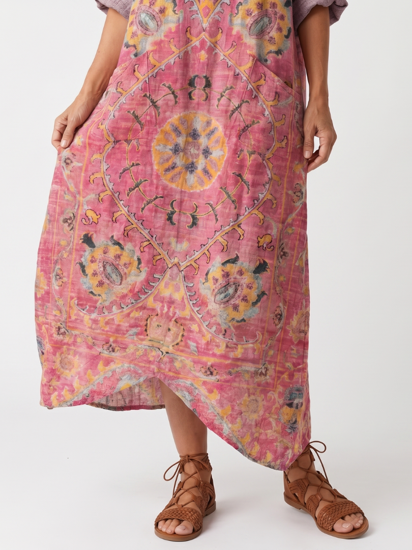 Domenica | Vestito midi rilassato stampato con tasche