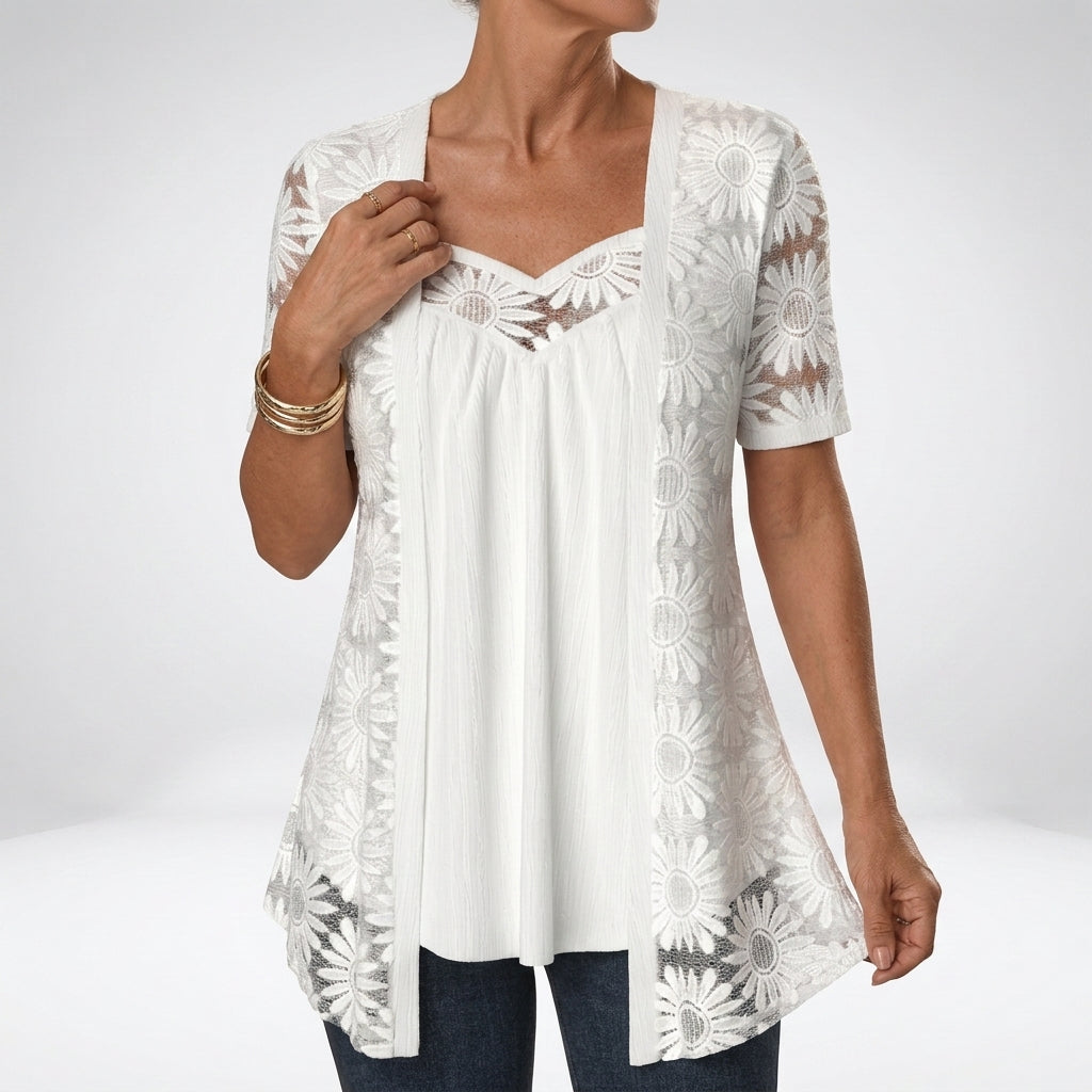Soraya - Blusa bianca in pizzo