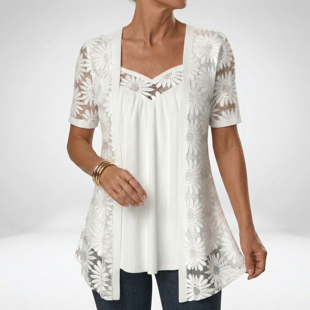 Soraya - Blusa bianca in pizzo