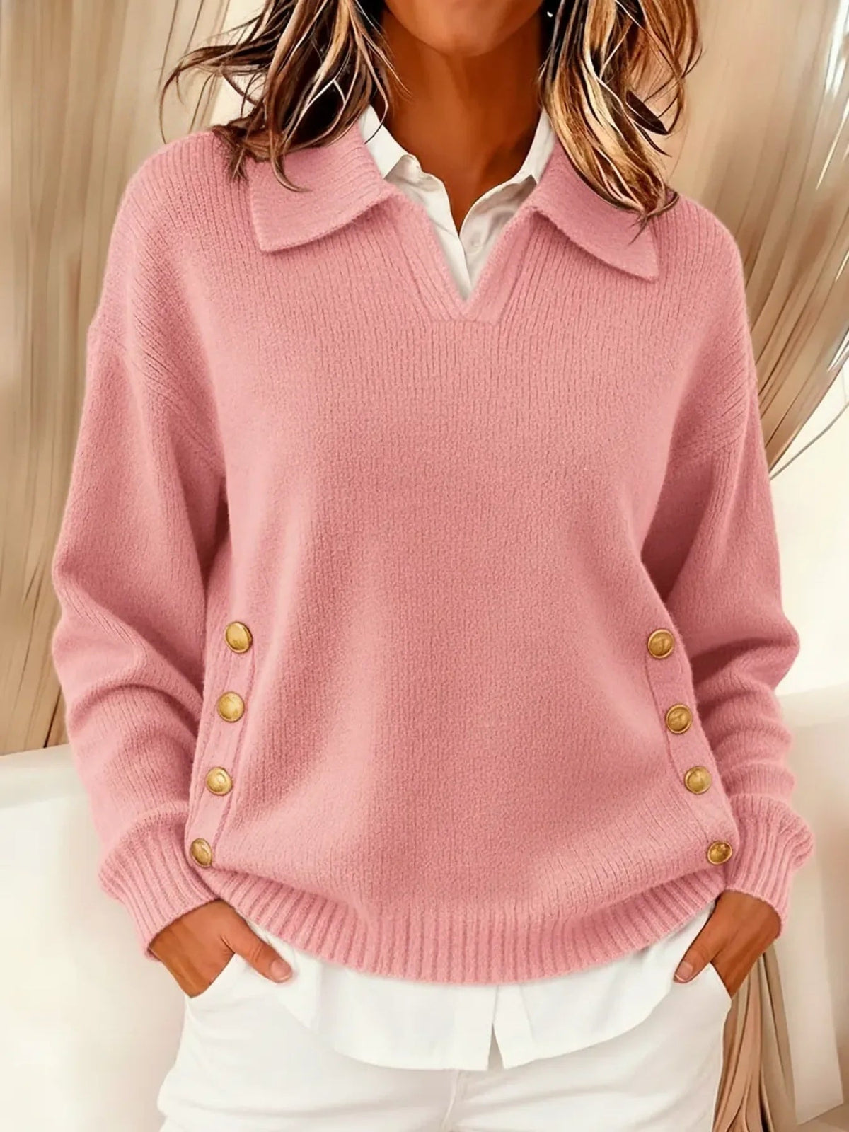 Remedios | Jersey con Cuello Polo y Botones