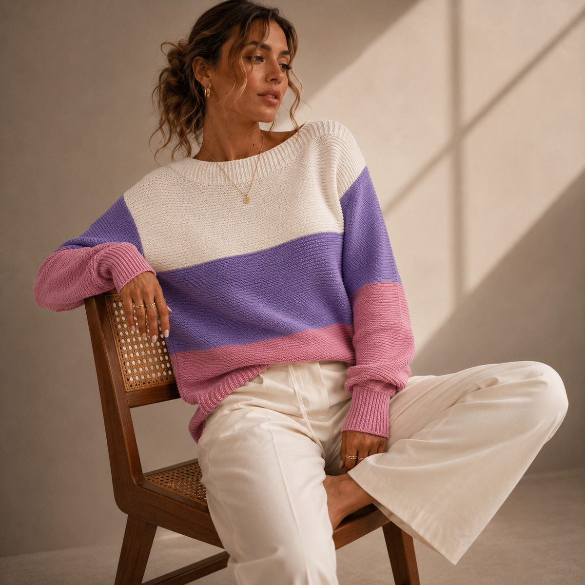 Serena - Jersey oversize de punto a rayas