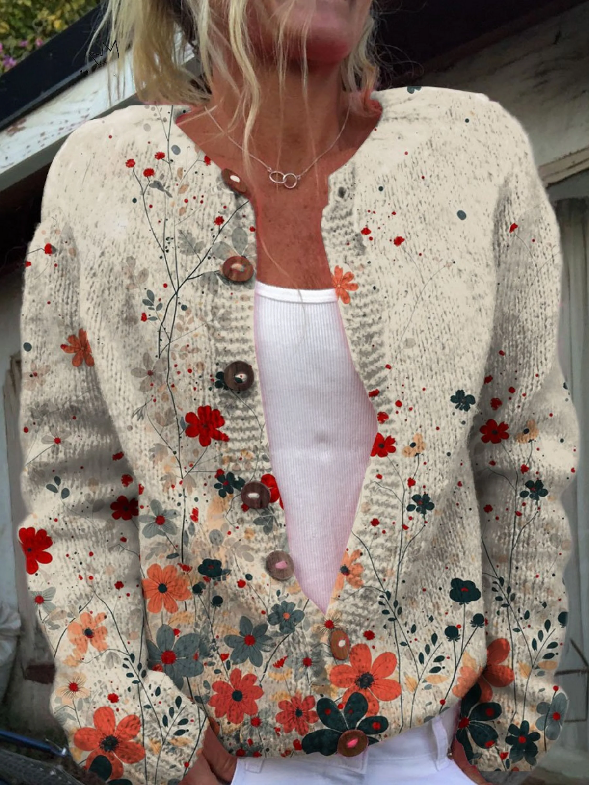 Wilma | Cardigan in maglia a fiori vintage