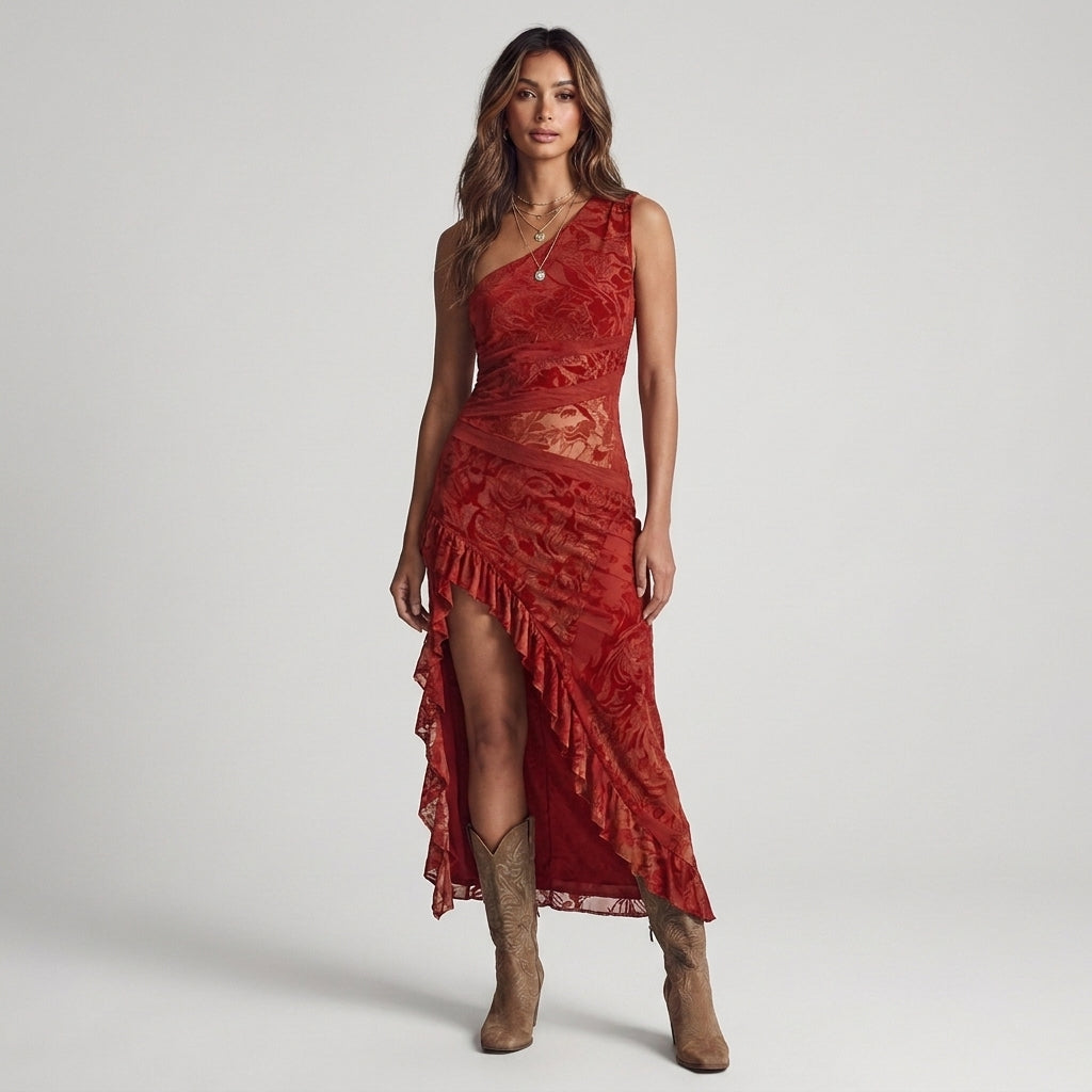 Alice | Abito Asimmetrico Monospalla Stile Boho