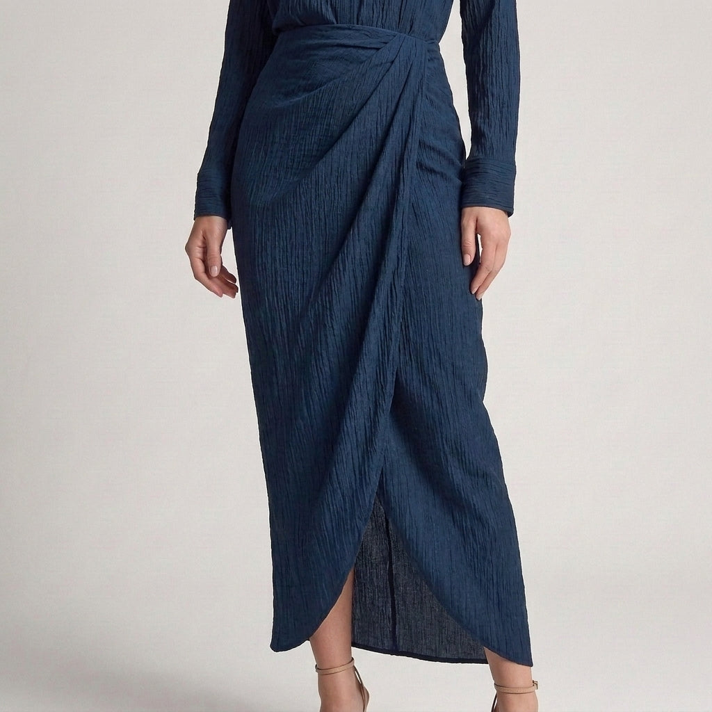 Isabel - Camicia blu gonna lunga elegante