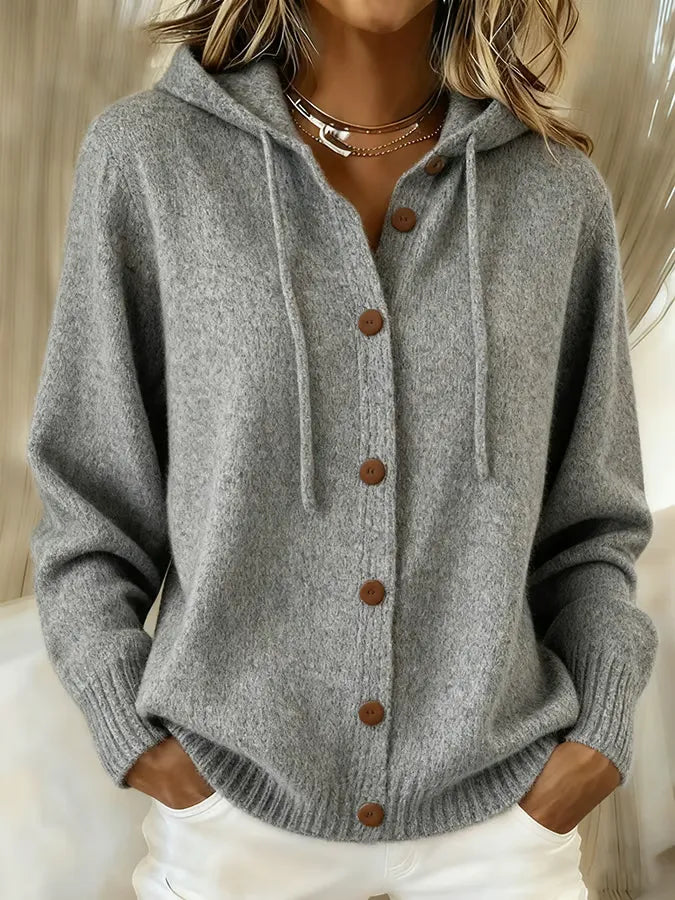 Carla | Cardigan con cappuccio e bottoni