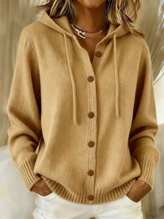 Carla | Cardigan con cappuccio e bottoni