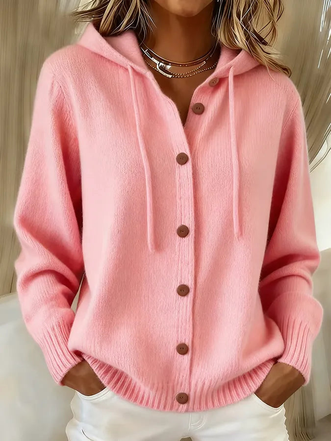 Carla | Cardigan con cappuccio e bottoni