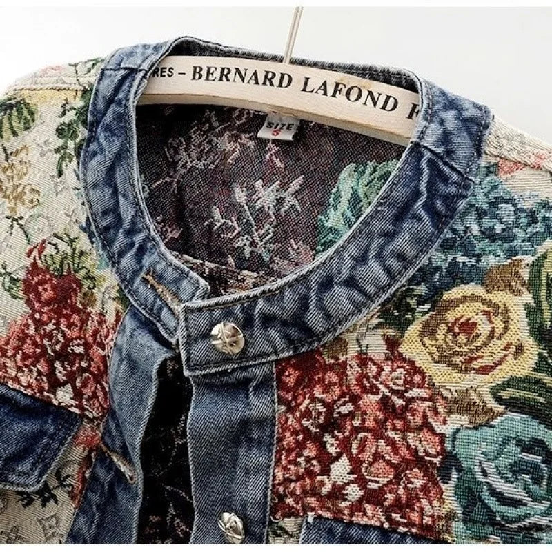 Valeria - Giacca di jeans jacquard a  fiori