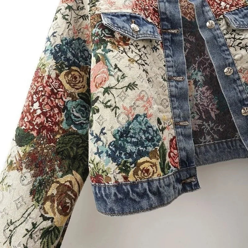 Valeria - Giacca di jeans jacquard a  fiori