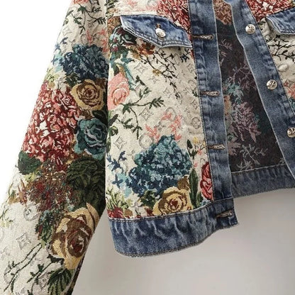 Valeria - Giacca di jeans jacquard a  fiori