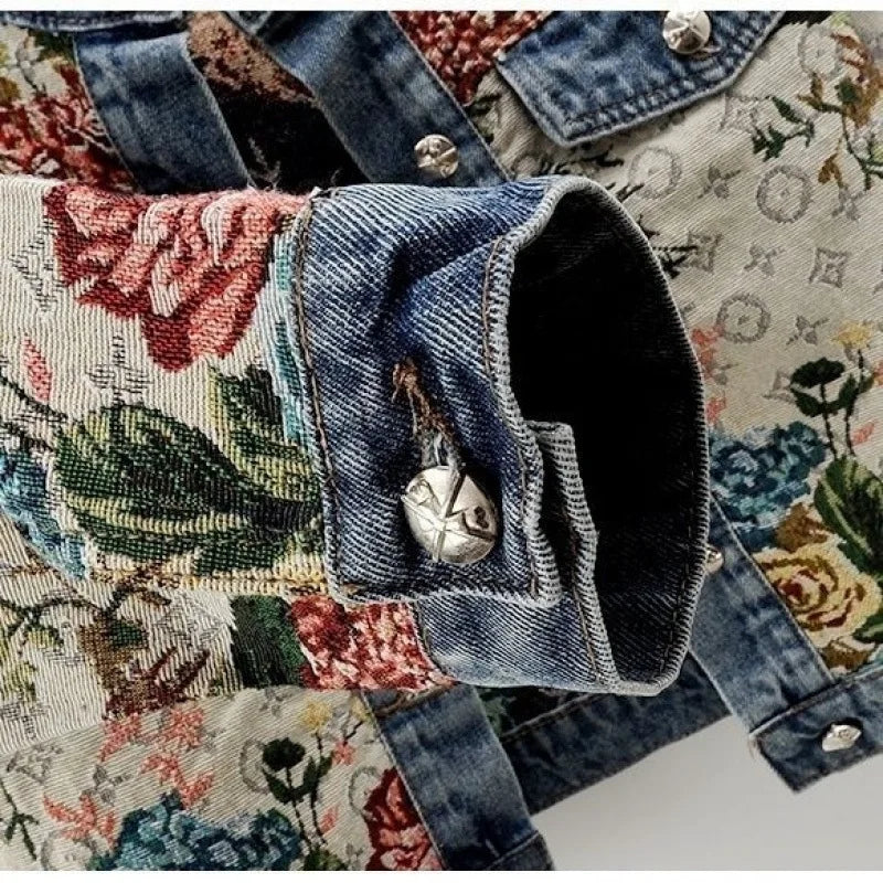 Valeria - Giacca di jeans jacquard a  fiori