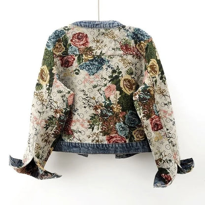 Valeria - Giacca di jeans jacquard a  fiori