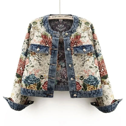 Valeria - Giacca di jeans jacquard a  fiori