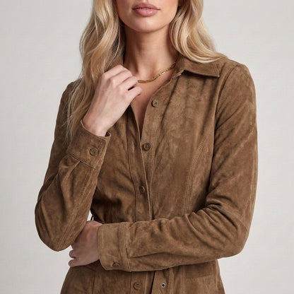 Eleonora | Abito Camicia Effetto Camoscio con Cintura