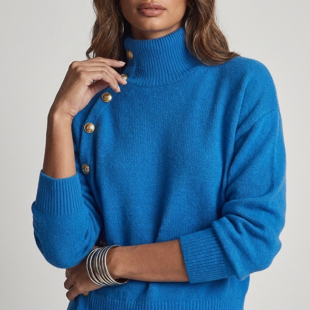 Stella | Maglione Collo Alto Blu Cobalto