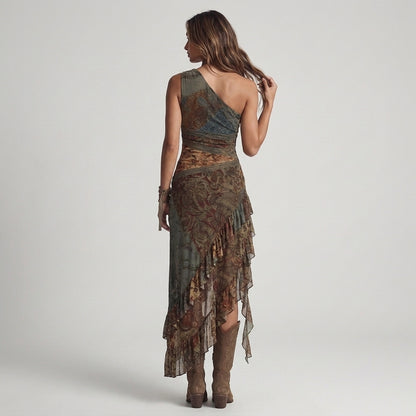 Alice | Abito Asimmetrico Monospalla Stile Boho