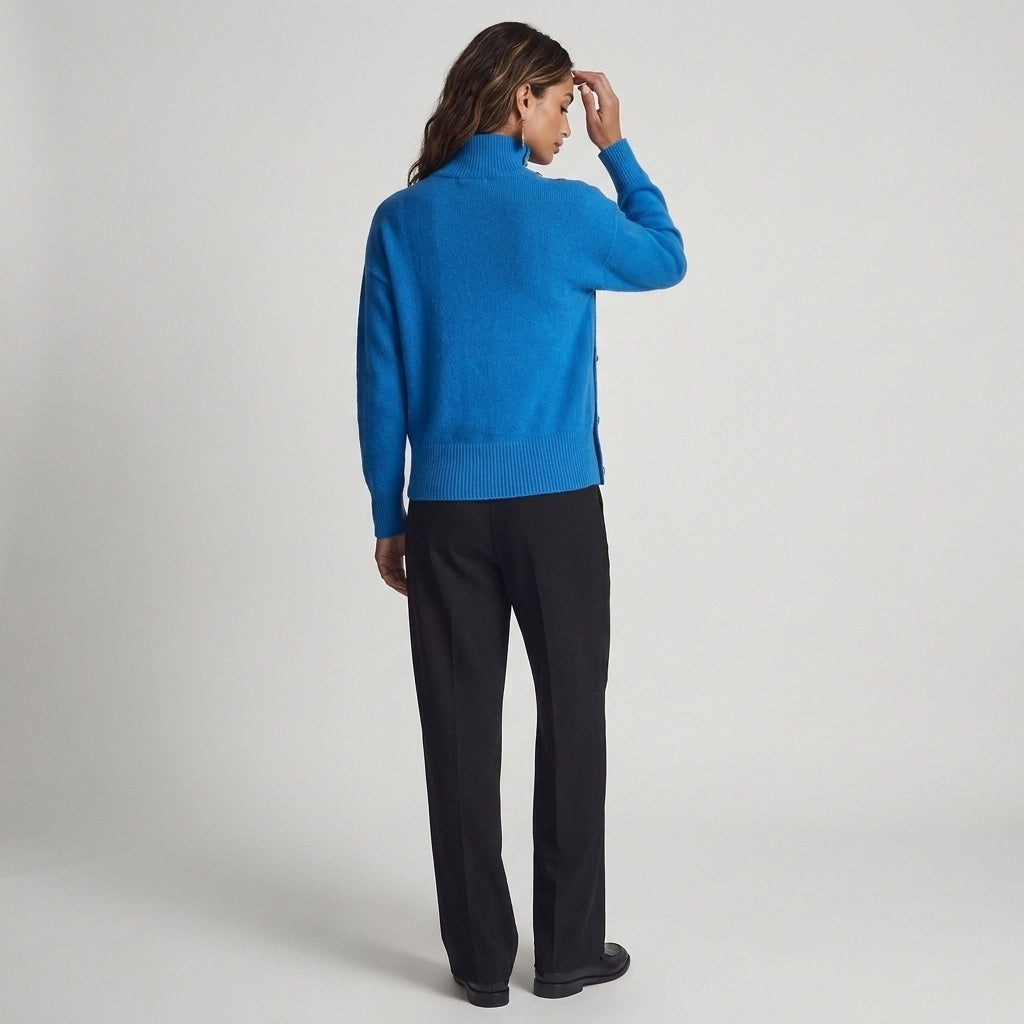 Stella | Maglione Collo Alto Blu Cobalto