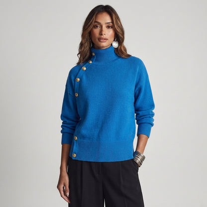 Stella | Maglione Collo Alto Blu Cobalto