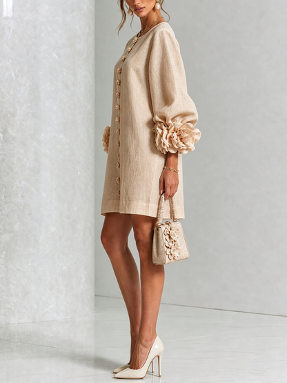 Ana - Vestito corto con polsini floreali