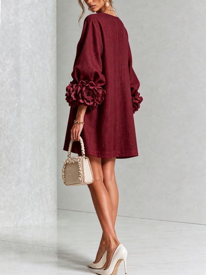 Ana - Vestito corto con polsini floreali