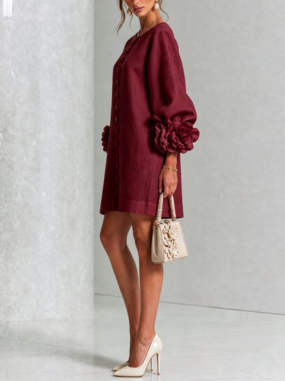 Ana - Vestito corto con polsini floreali