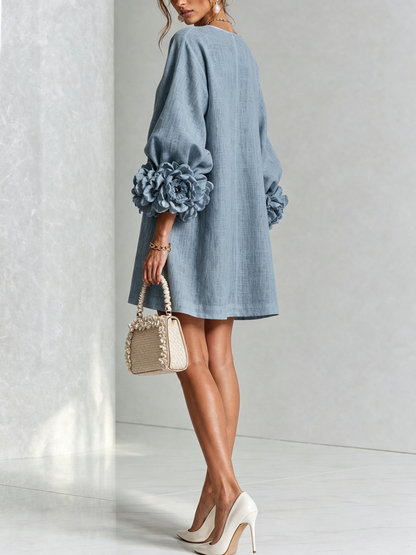 Ana - Vestito corto con polsini floreali