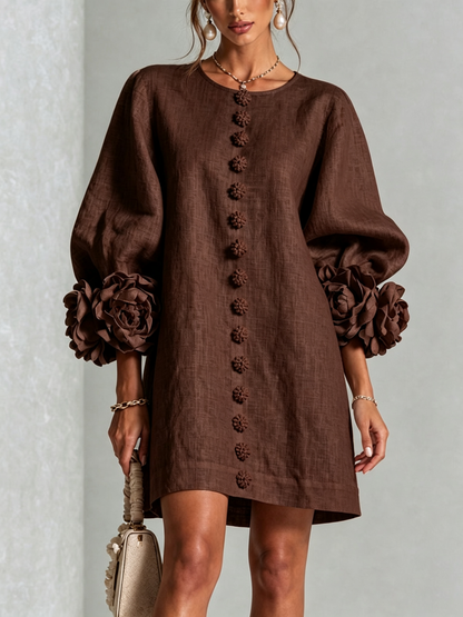 Ana - Vestito corto con polsini floreali