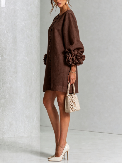 Ana - Vestito corto con polsini floreali