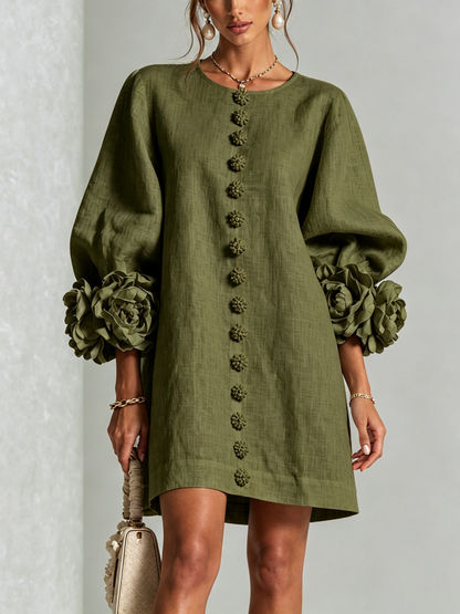 Ana - Vestito corto con polsini floreali