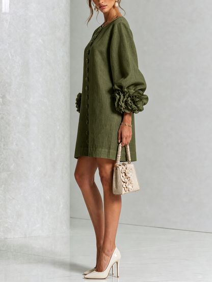 Ana - Vestito corto con polsini floreali