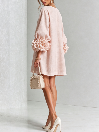 Ana - Vestito corto con polsini floreali