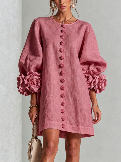 Ana - Vestito corto con polsini floreali