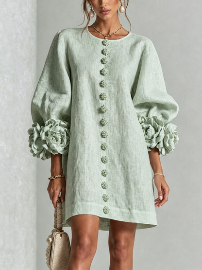 Ana - Vestito corto con polsini floreali