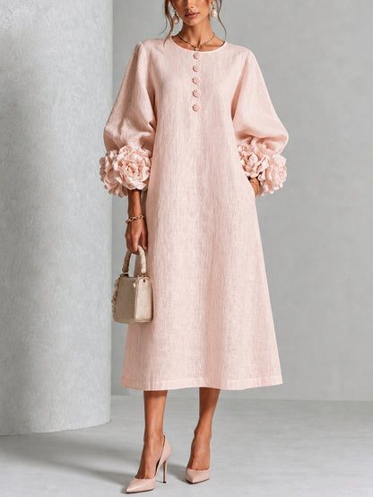 Desiré - Vestito midi con polsini floreali