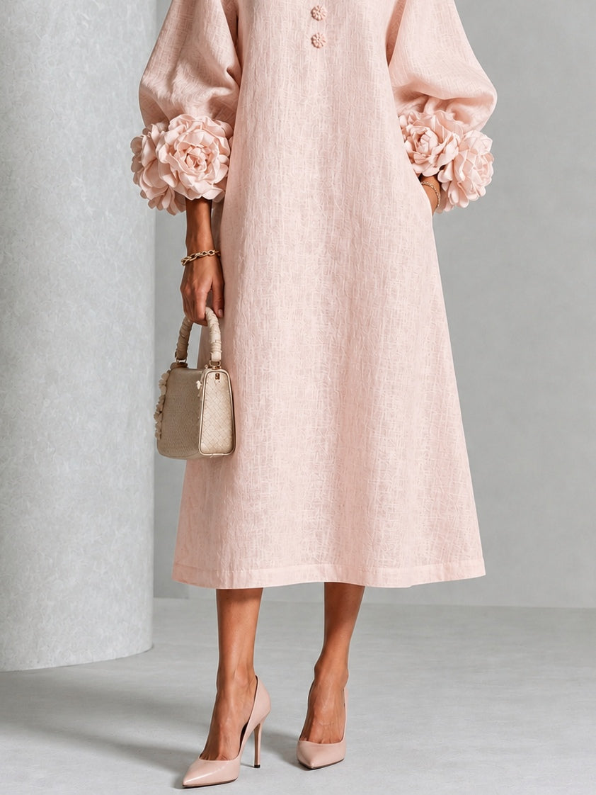Desiré - Vestito midi con polsini floreali