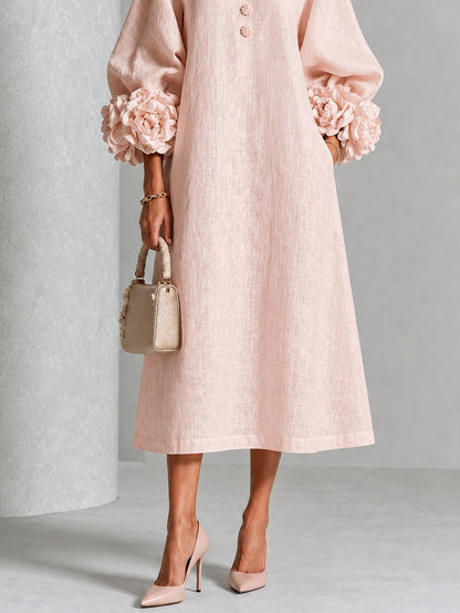 Desiré - Vestito midi con polsini floreali