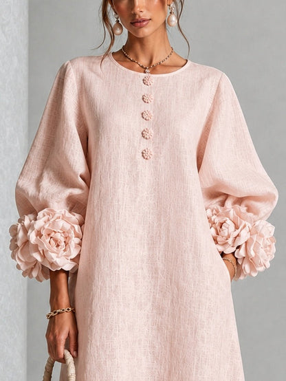 Desiré - Vestito midi con polsini floreali