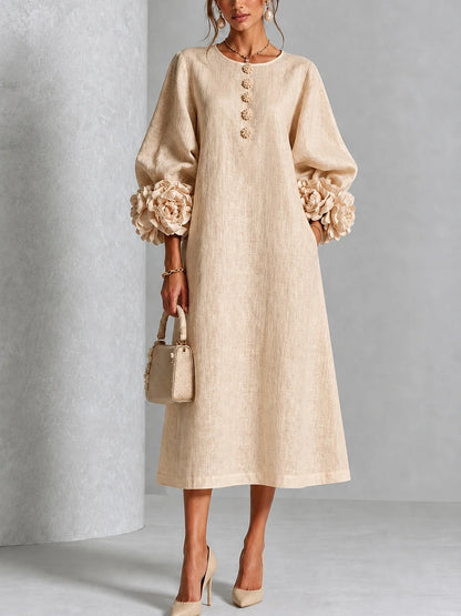 Desiré - Vestito midi con polsini floreali
