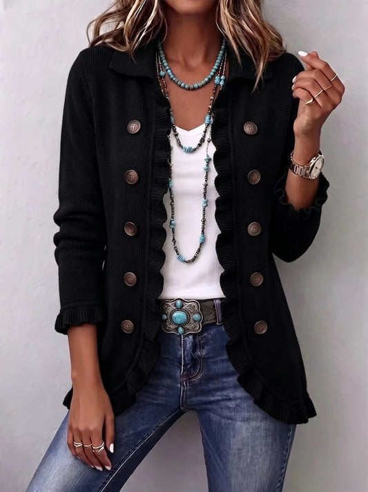 Carmen | Cardigan a costine Nero Intenso