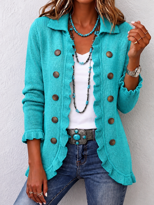 Vanesa | Cardigan a Costine Turchese