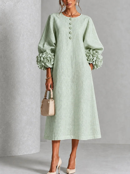Desiré - Vestito midi con polsini floreali