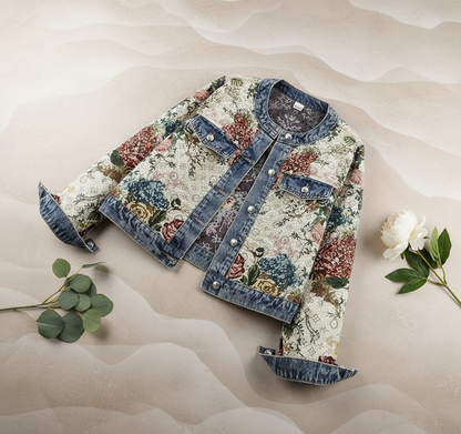 Valeria - Giacca di jeans jacquard a  fiori